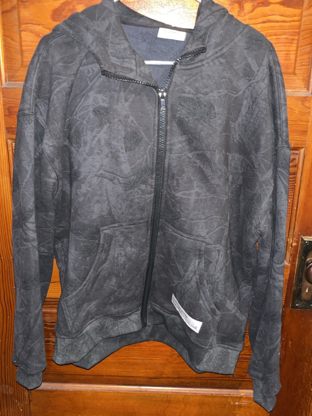 Comfort Collection Women's Black Zip-Up Hoodie midnight camo - Picture 2 of 2